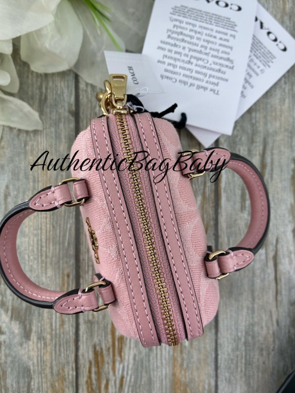 Coach Mini Rowan Bag Charm In Signature Denim Purse - Picture 6 of 7